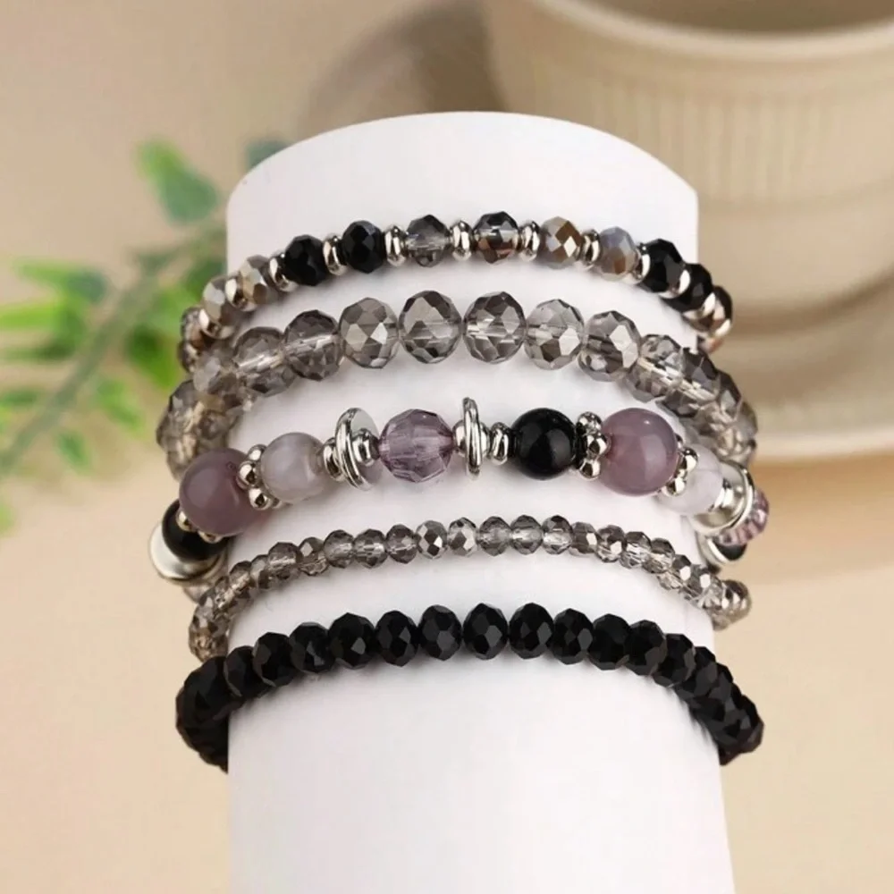 🌹 Set‎ of 5 Beaded Stackable Bracelets